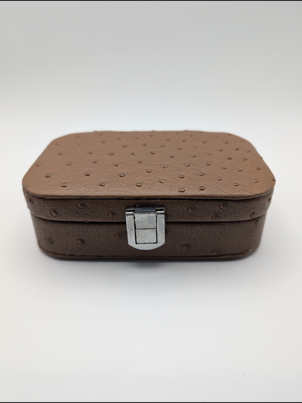 Brown Faux Leather Travel Size Jewelry Box Holder With Mirror Brand New